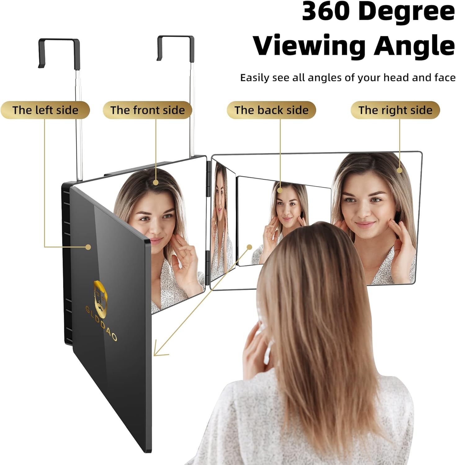 3 Way Mirror for Self Hair Cutting, Barber Mirrors, 3 Sided Makeup Mirror -360 Trifold 3 Way Mirror for Self Hair Cutting, Barber Mirrors, 3 Sided Makeup Mirror -360 Trifold